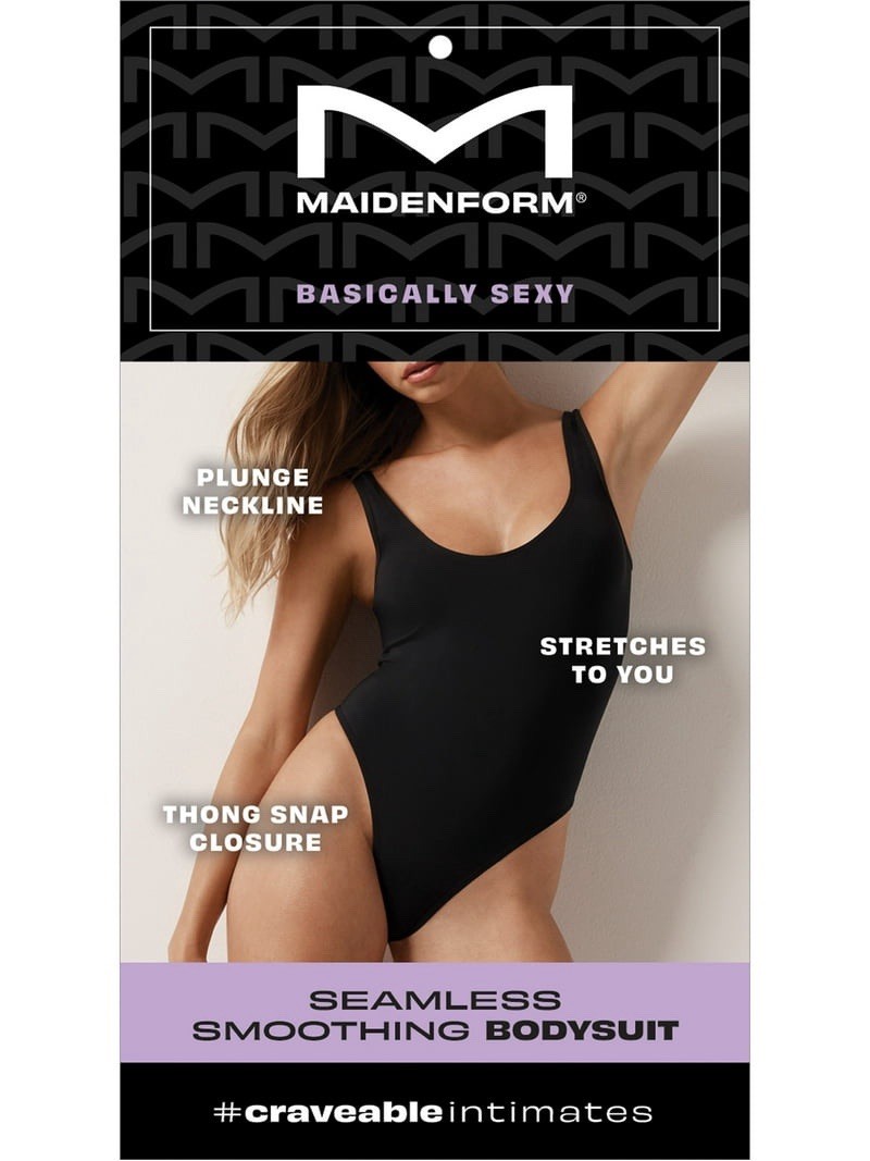 Maidenform Women Shapewear Seamless Thong Bodysuit Light Shaping BLACK MSW001 XL