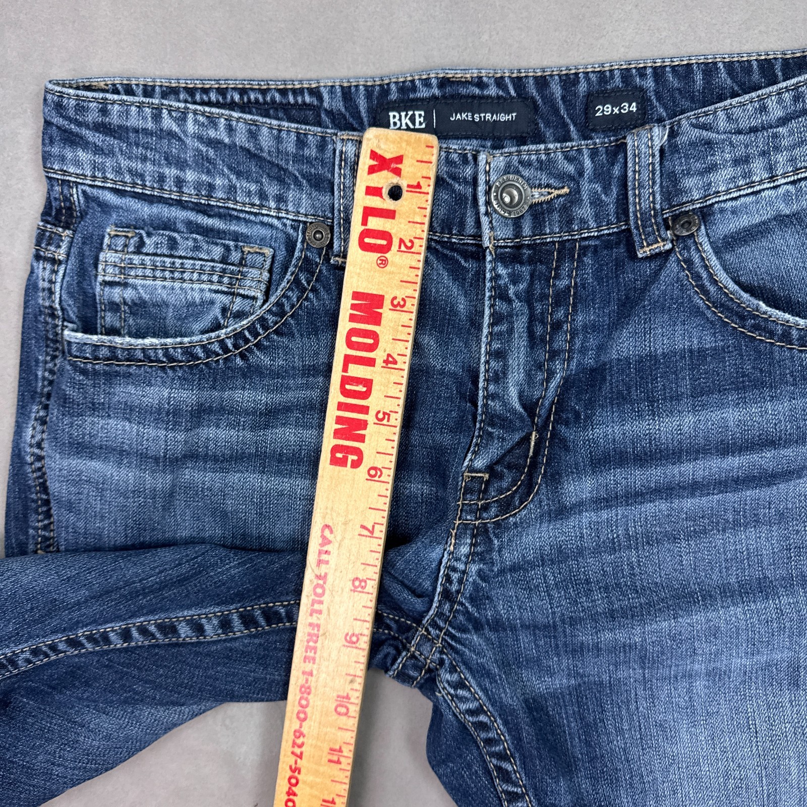 BKE Buckle Jeans Mens 30×32 Blue Jake Denim Pants Faded Washed Out (Tag29x34)