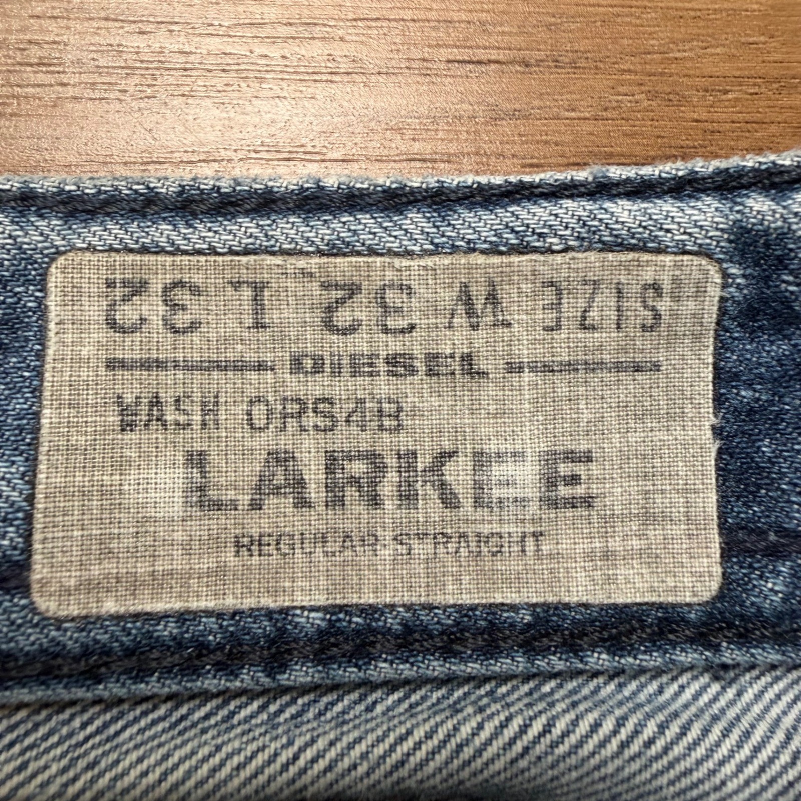 Diesel Larkee Jeans Men 32×32 Blue Regular Straight Distressed Denim Wash 0RS4B