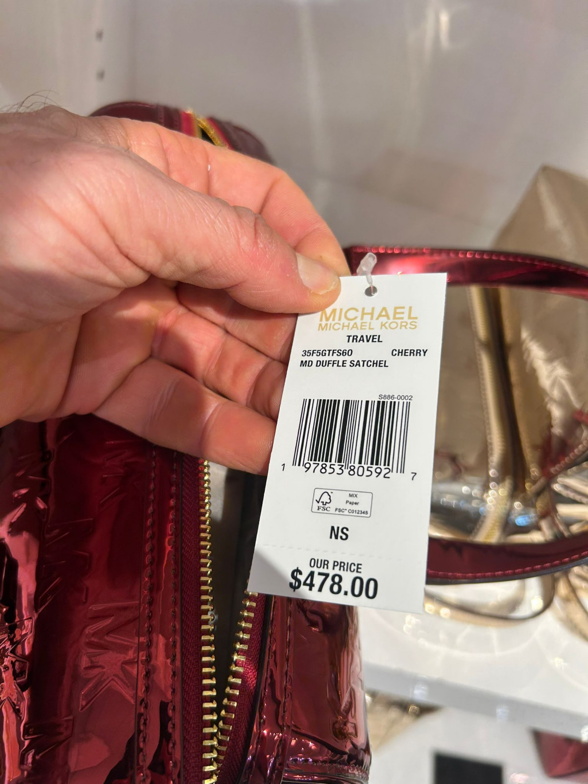 Michael Kors Jet Set Women Medium Metallic Logo Debossed Satchel Bag Variation