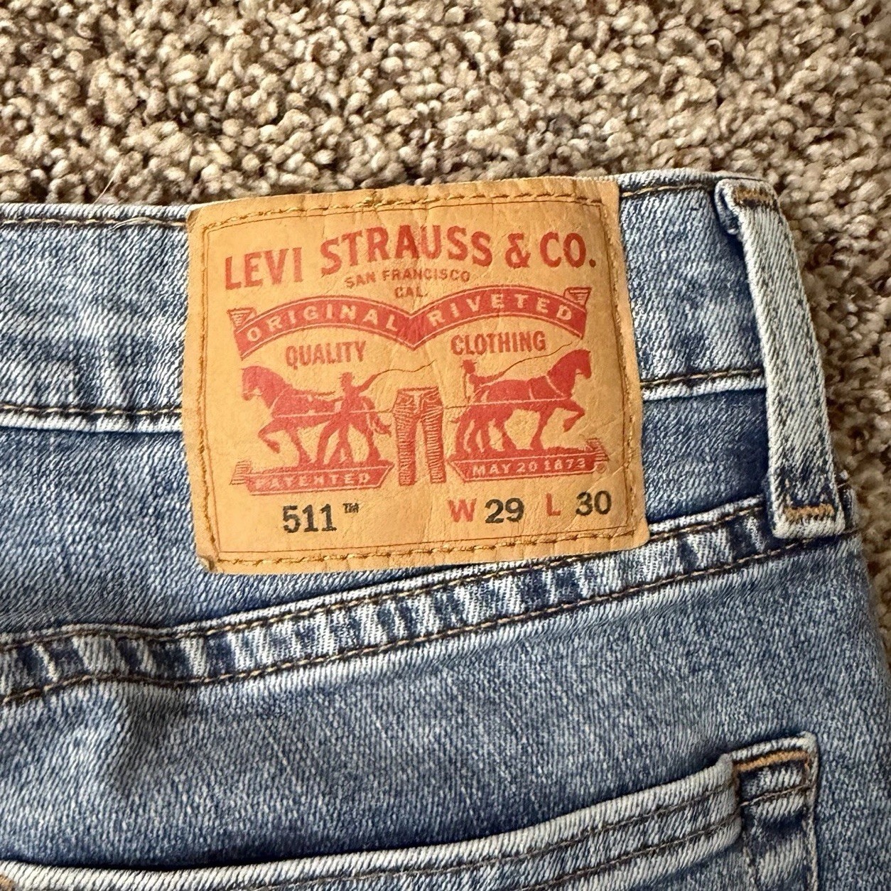 Levi’s 511 Slim Fit Jeans Men’s 29×30 Blue Light Wash Denim Red Tab