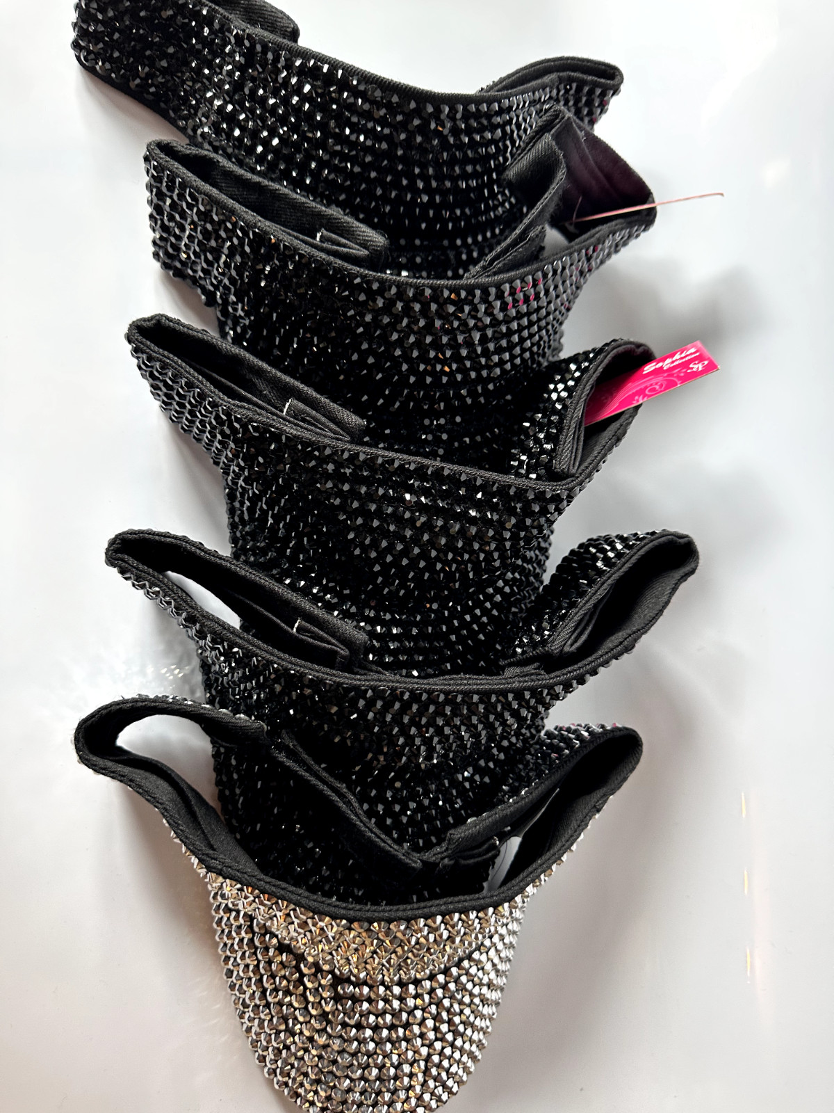 Rhinestone Visors – Sophia Collection – 5 Count (4 Bl / 1 Wh) – Bachelorette