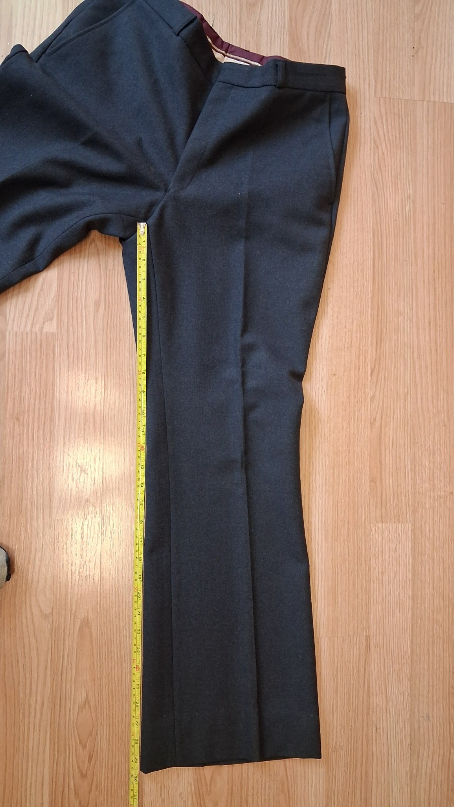 Vintage Gray Tailored Trousers Wide Leg Dress Pants ECLAIR Zip 30×30