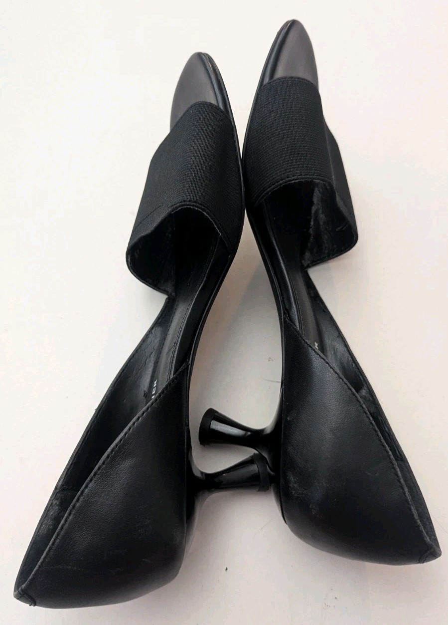 Donald Pliner Coro Black Elastic Fabric Textile Leather Heel Pump Shoes 9