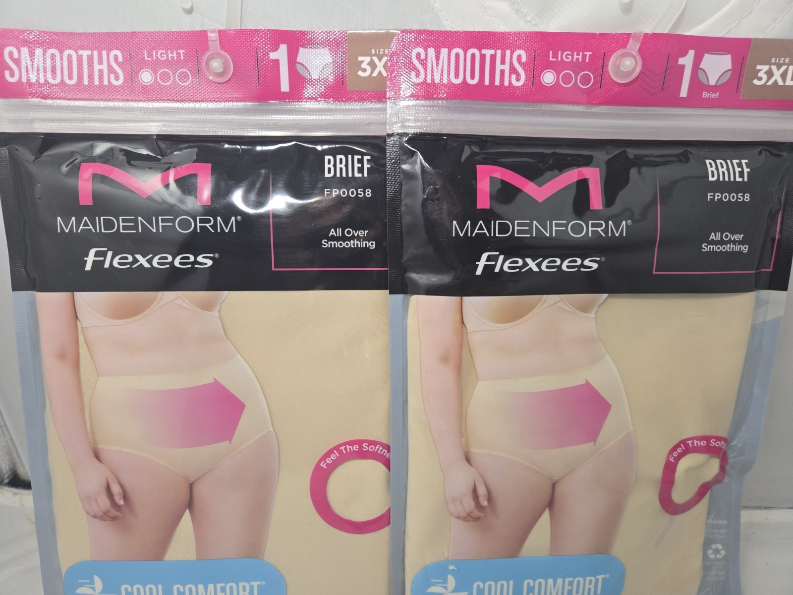 Maidenform Flexees Cool Comfort Brief 3XL Beige Nude 2 Pack FP0058