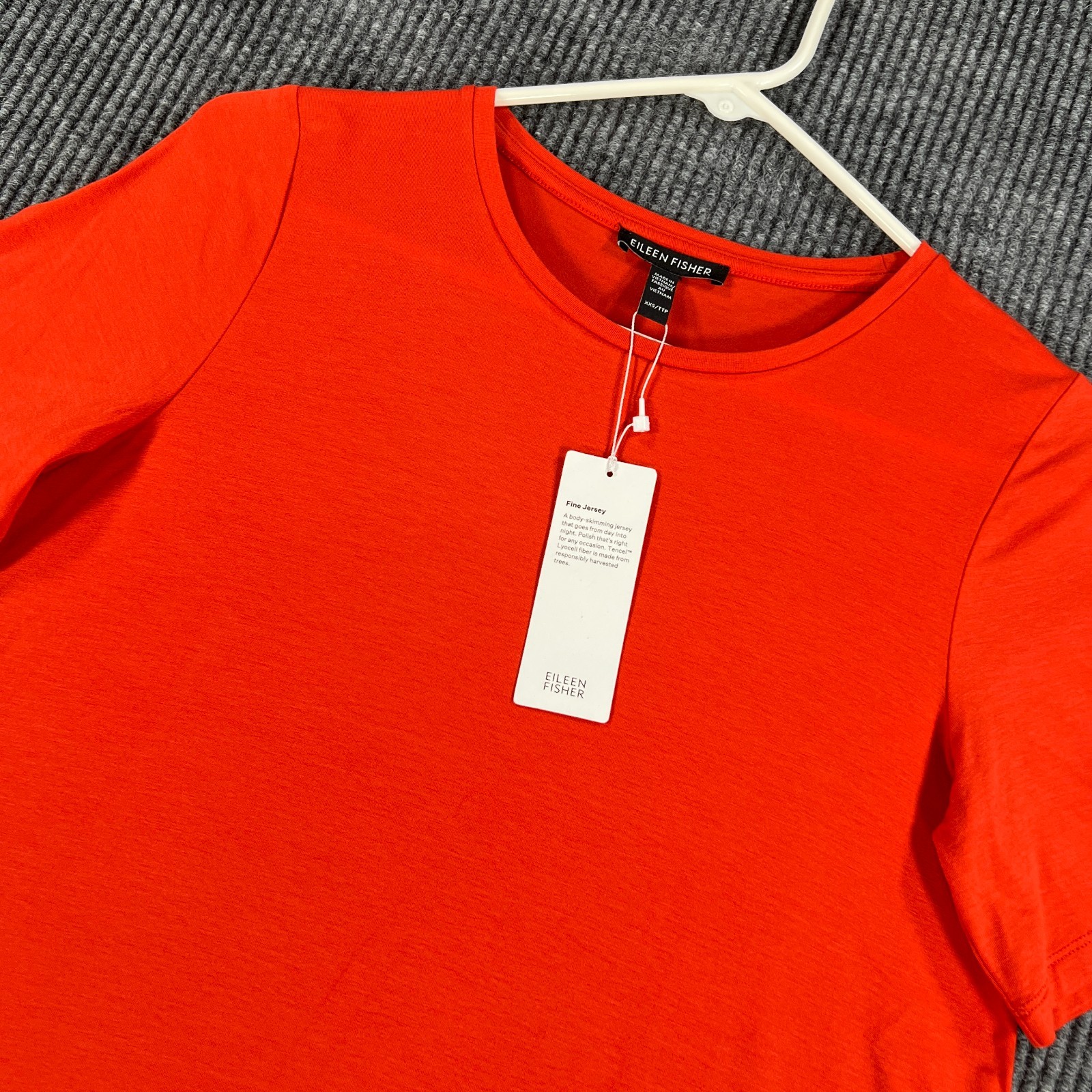 Eileen Fisher Shirt Womens 2XS XXS Orange Short Sleeve Crew Soft Light New