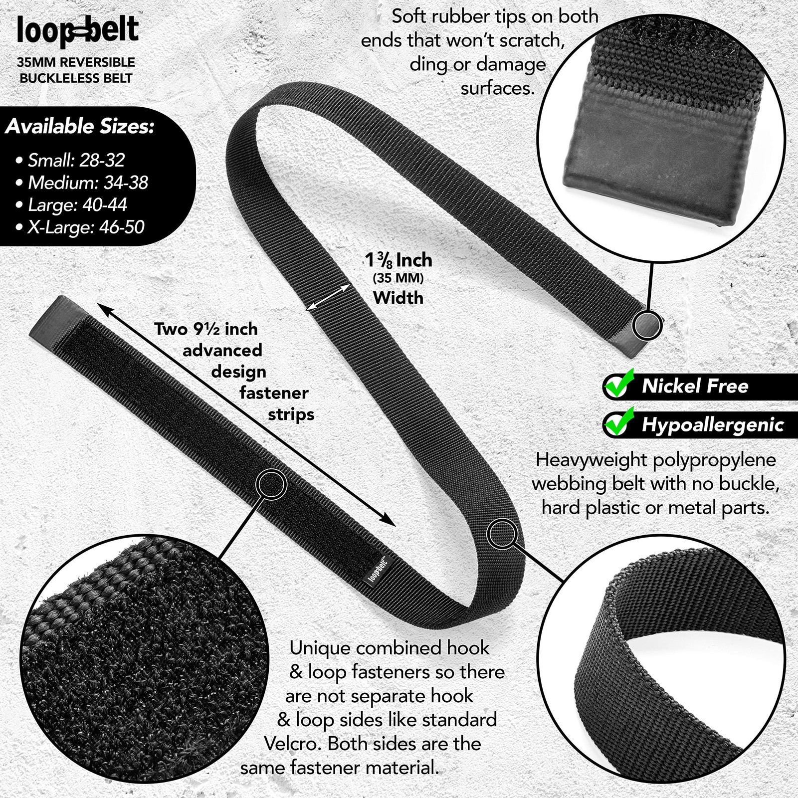 L 40-44 No Scratch Reversible Web Belt with Advanced Hook & Loop Fasteners