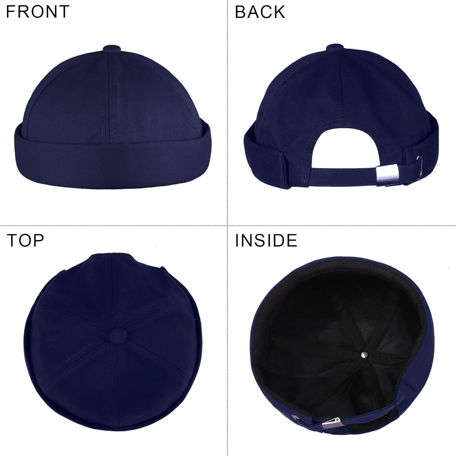 Large Brimless Hats Rolled Cuff Skull Cap Adjustable Sailor Docker Cap Xmas Gift