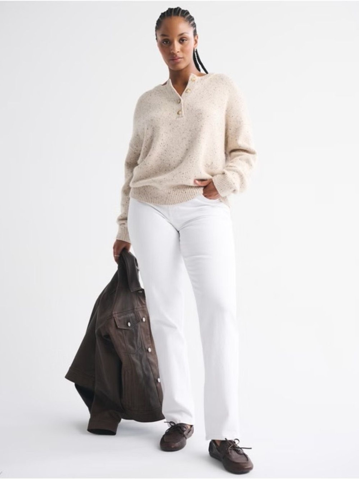 Abercrombie Curve Love Mid-rise 90’s Straight Women’s White Jeans