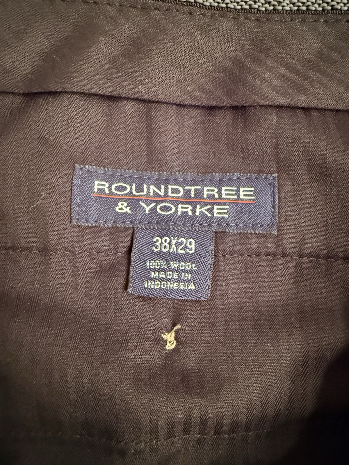 Roundtree & Yorke Men’s Brown Wool Herringbone Dress Pants 38 Classic Straight