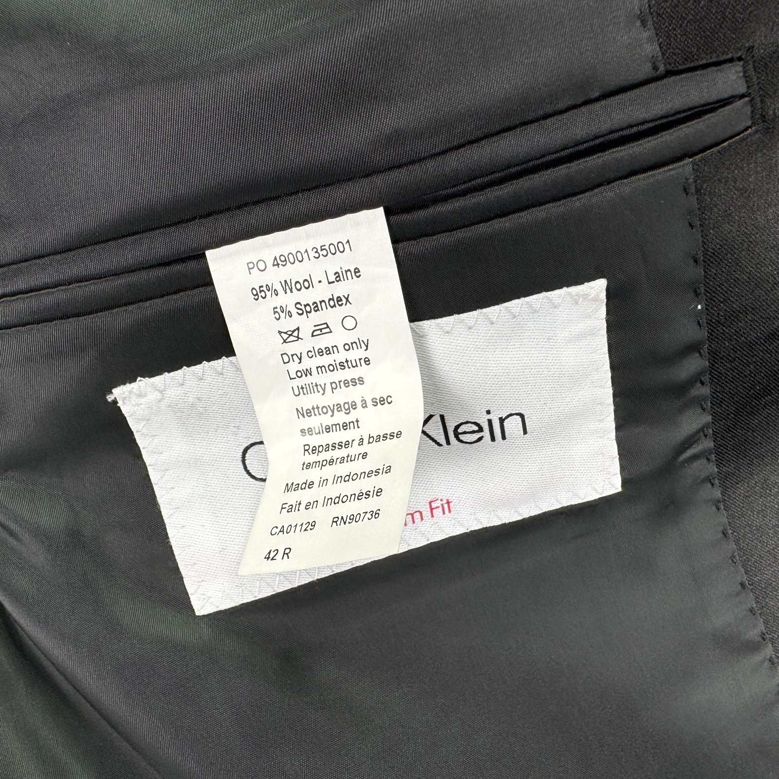 Calvin Klein Mens X Slim Fit Infinite Stretch Tuxedo Suit Jacket Black 42R
