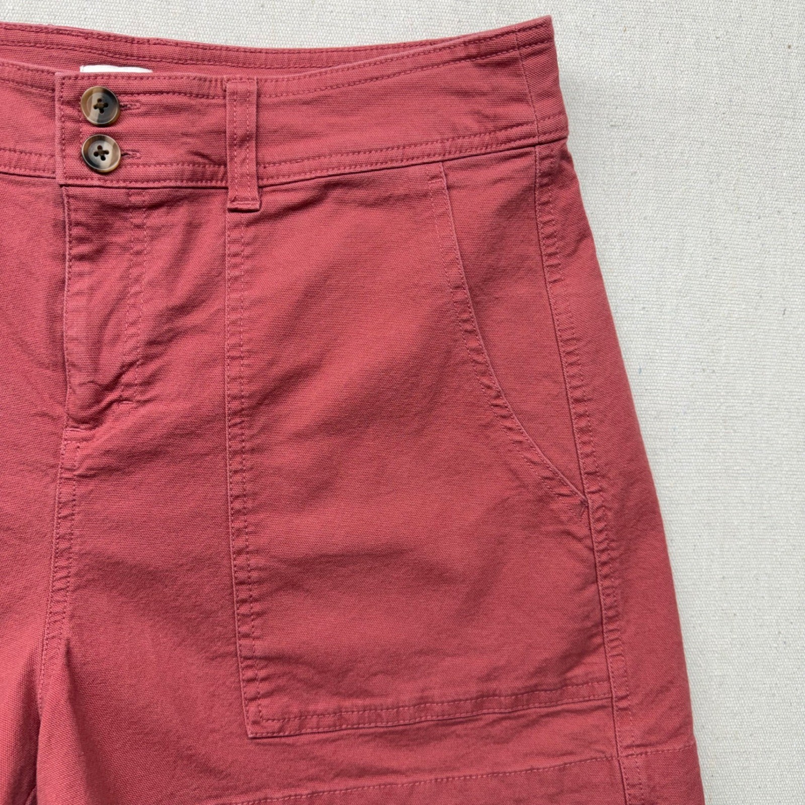 A New Day Womens High Rise Utility Shorts Brick Red Stretch Size 12 F00319292