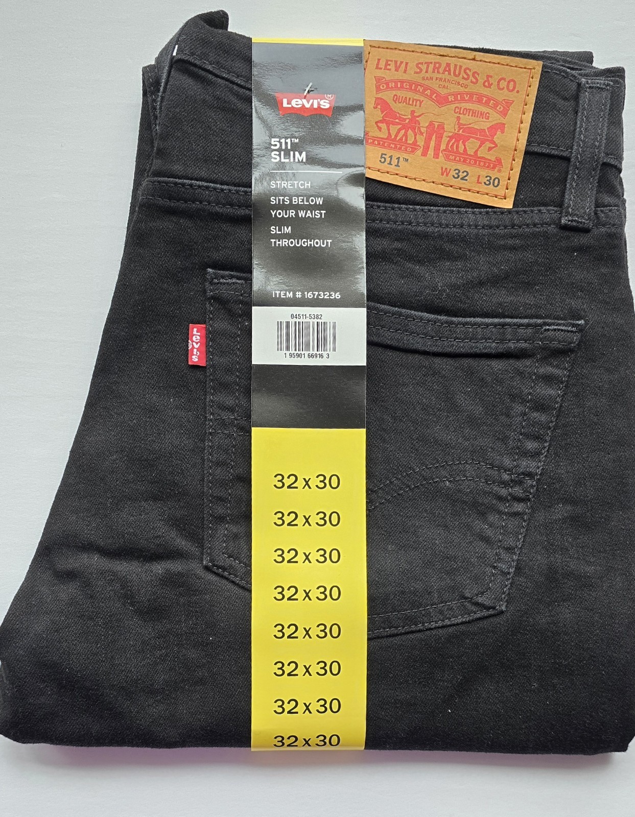 Levi’s Men’s 511 Slim Jeans Stretch Black Denim NEW 32×30