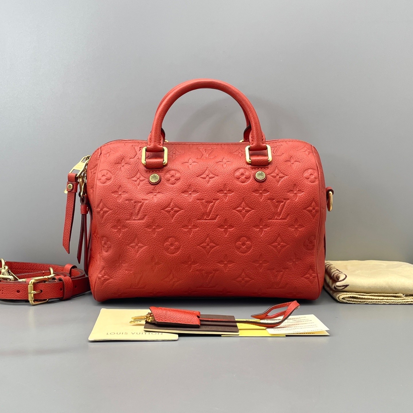 Louis Vuitton Pre-Owned Authentic Luxury Handbag Red 25*18*15cm