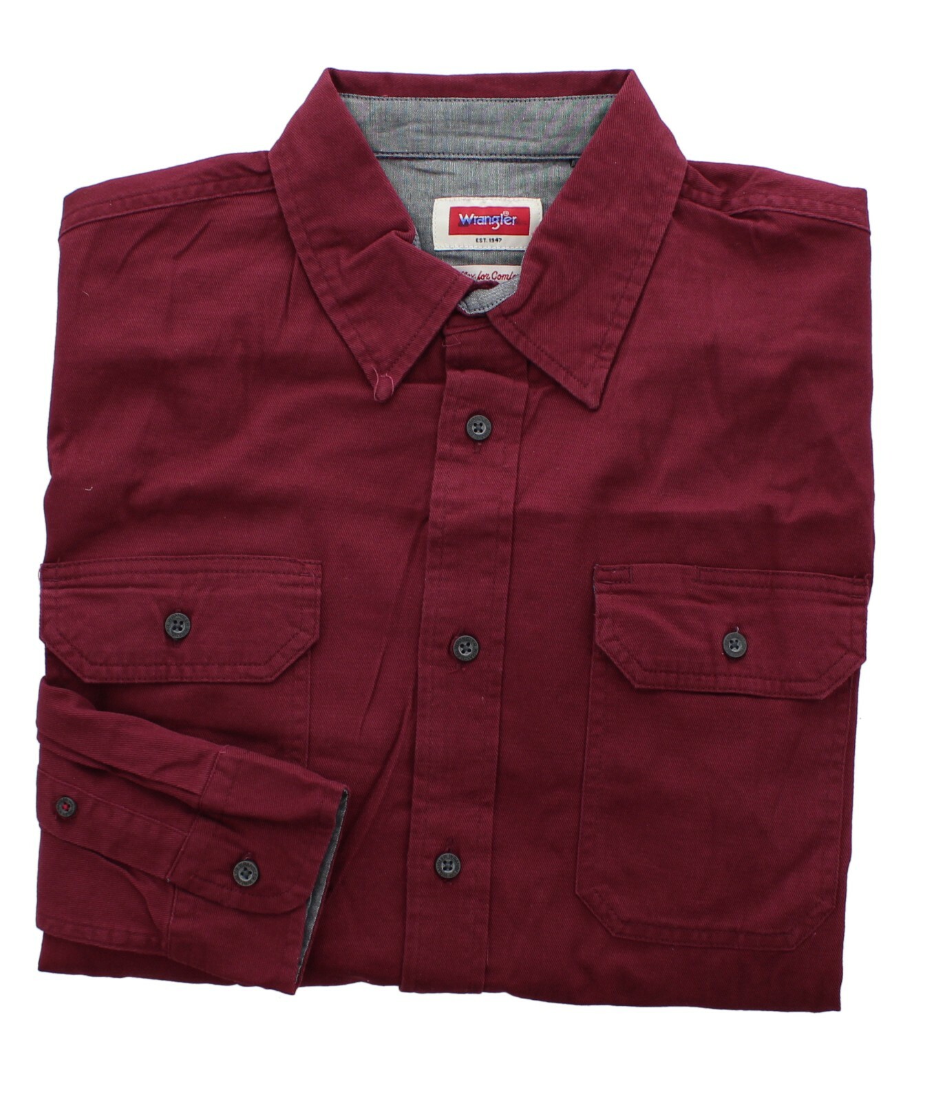 Wrangler Men’s Comfort Flex Shirt Denim Twill Long Sleeve Button Up Regular Fit