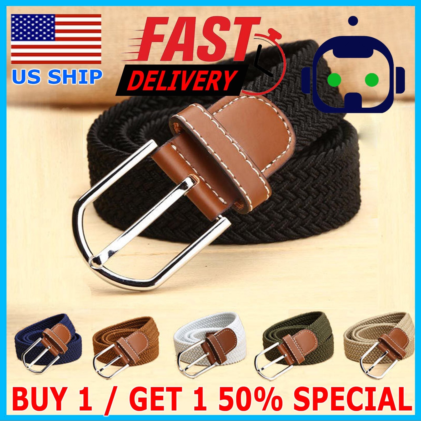 Elastic Fabric Braided Belt,Enduring Stretch Woven Belt for Unisex Men/Women/Jun