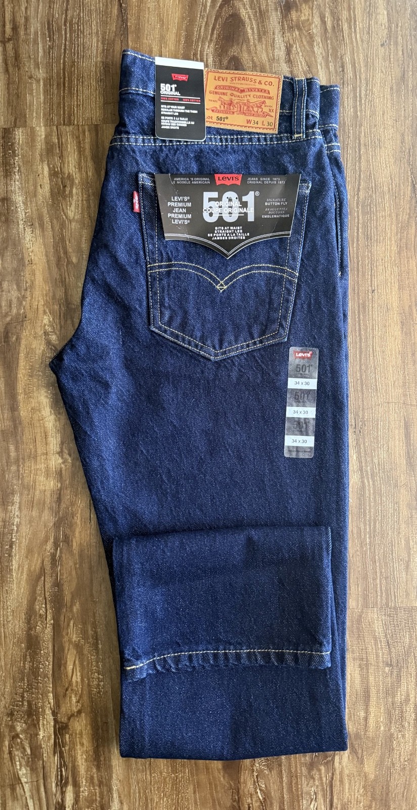 Levi’s Premium 501 Original STRAIGHT LEG Jeans Men 34×30- Blue 00501-1484 NWT