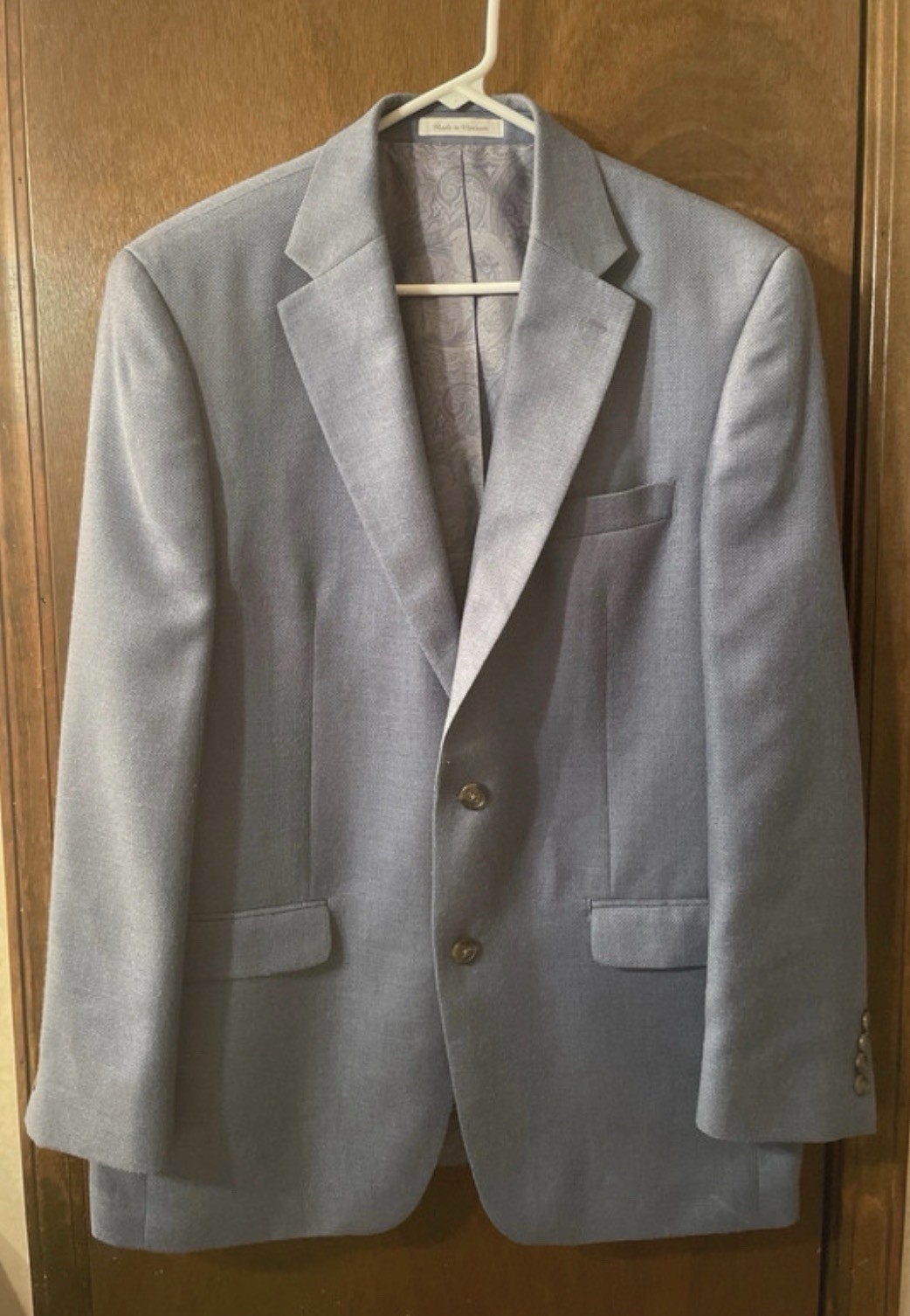 Chaps Blue Solid Polyester Blazer 40R 2-Button Notch Single Vent Pockets
