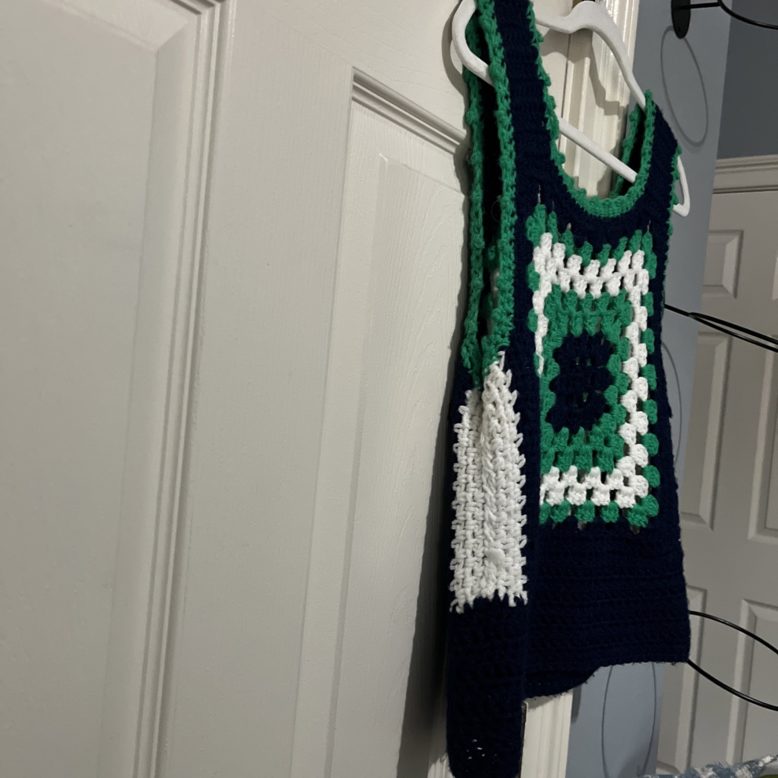 Handmade Crochet Tank Green/Blue/White Top Hand Wash Only Size Medium Women’s M