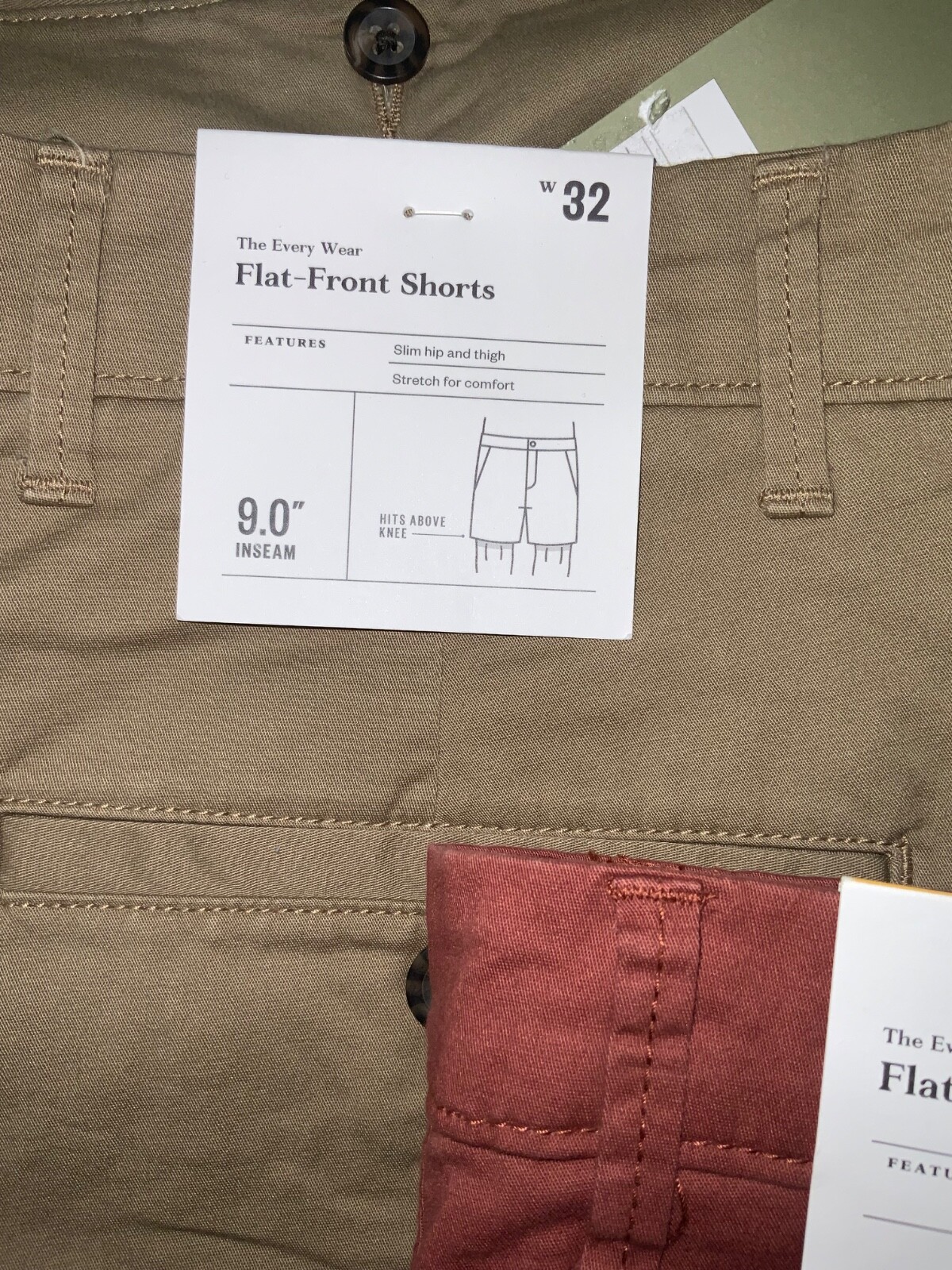 Men’s 9″ Flat Front Short Black Green Red Khaki 28 30 32 34 36 40 42 Goodfellow