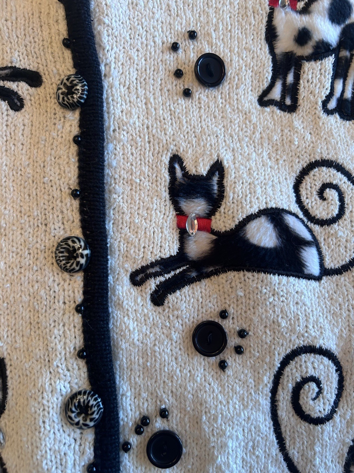 TimberLea Beaded Cat Cardigan Sweater (Women) — CUTE And Well Made! NWT