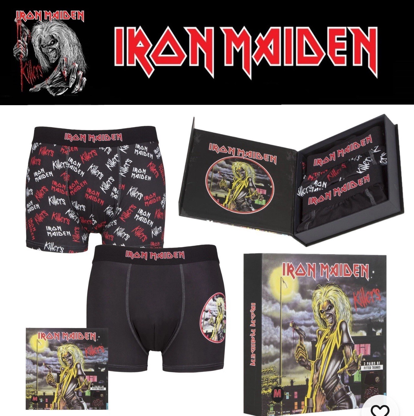 Boxer Shorts Iron Maiden Killers Gift Box Heavy Metal 2 Pack Rare Sold Out