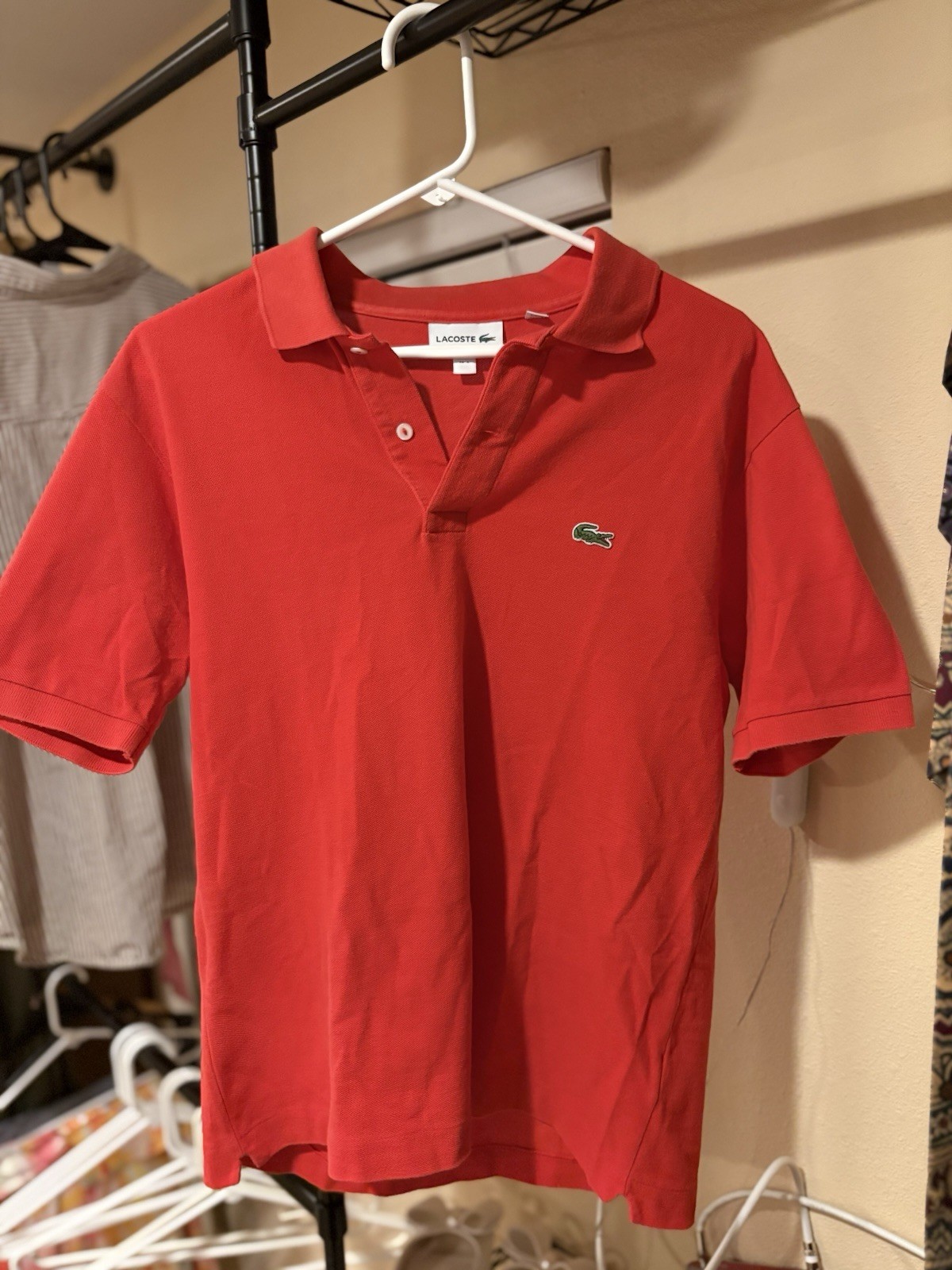 Lacoste Men’s Classic Fit Cotton Polo Shirt Red Short Sleeve Size M Regular