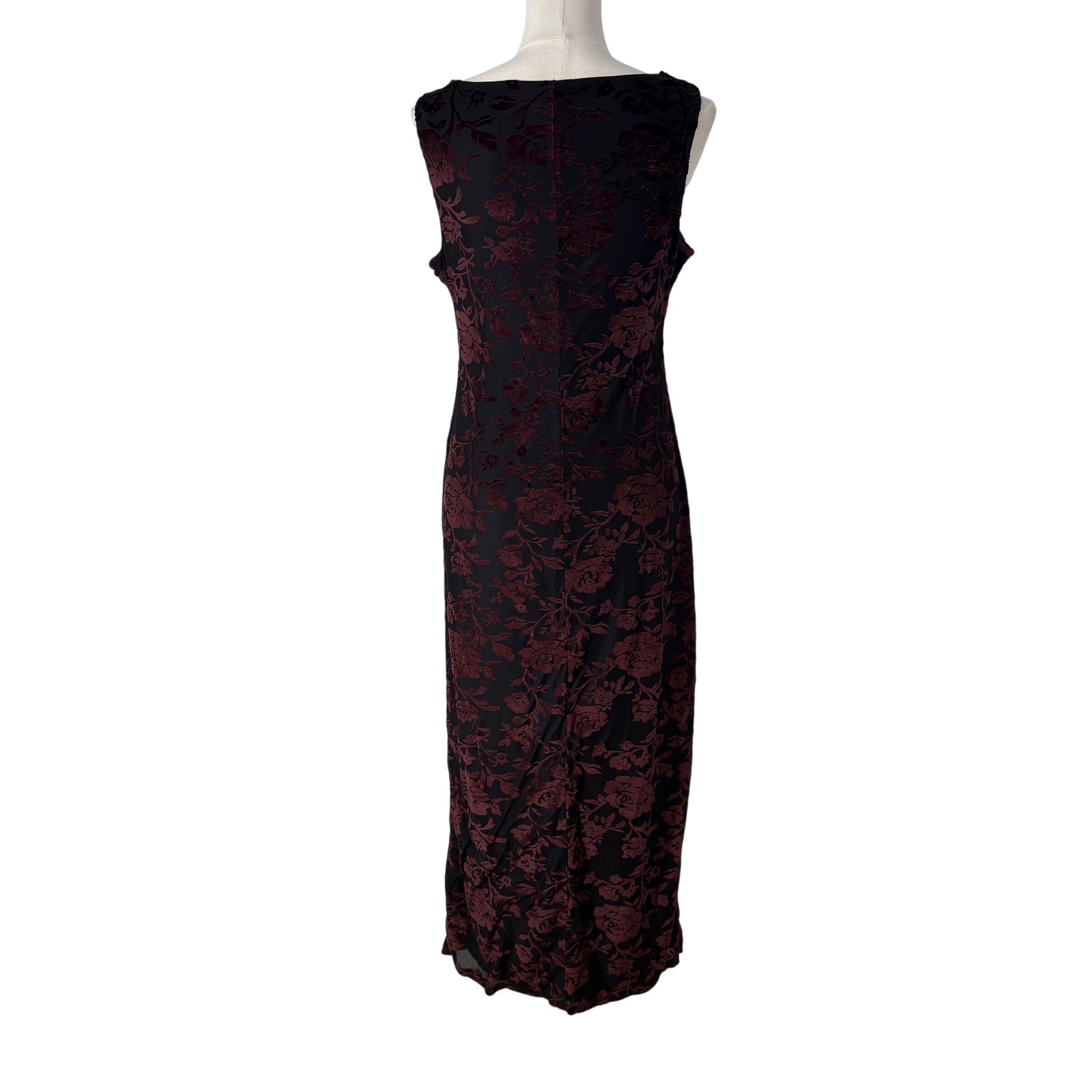 Whimsigoth Velvet Floral Burnout Maxi Dress Cutout Burgundy Black XL Vamp