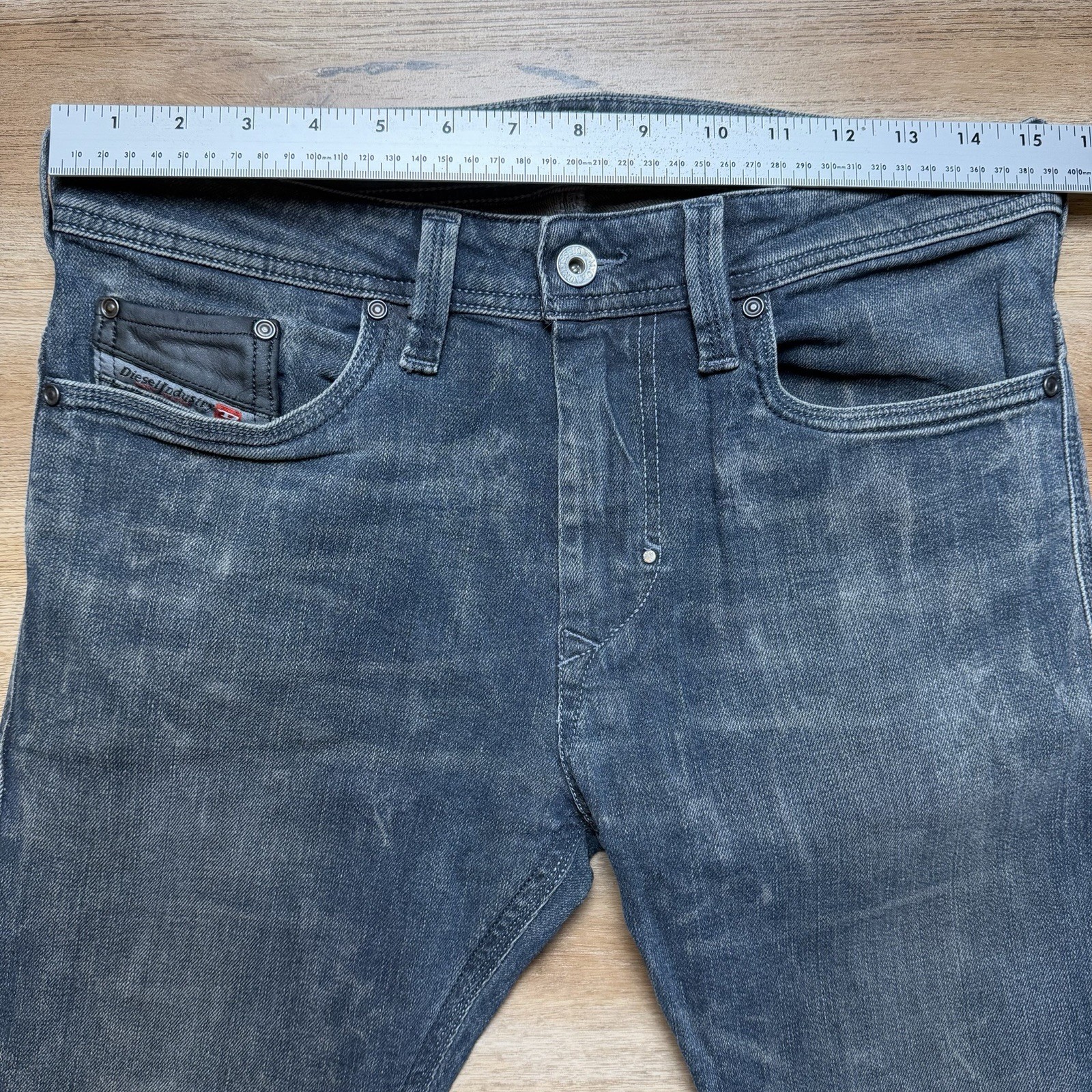 Diesel Thanaz Jeans Men 30×30 Dark Indigo Slim Skinny Stretch Dirty Wash 008S9