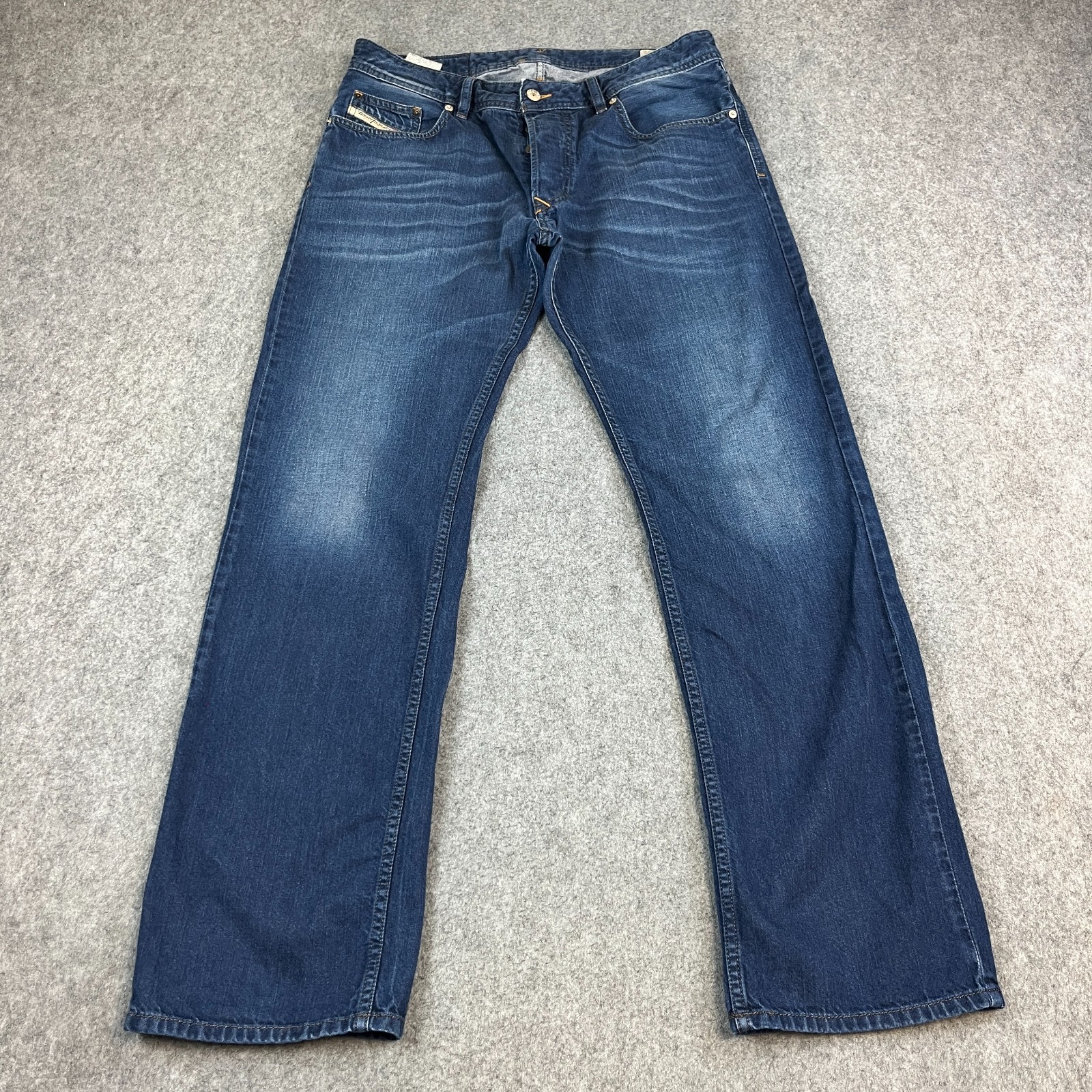 Diesel Larkee Mens Jeans Regular Straight 34 32 Dark Wash Blue 0818N