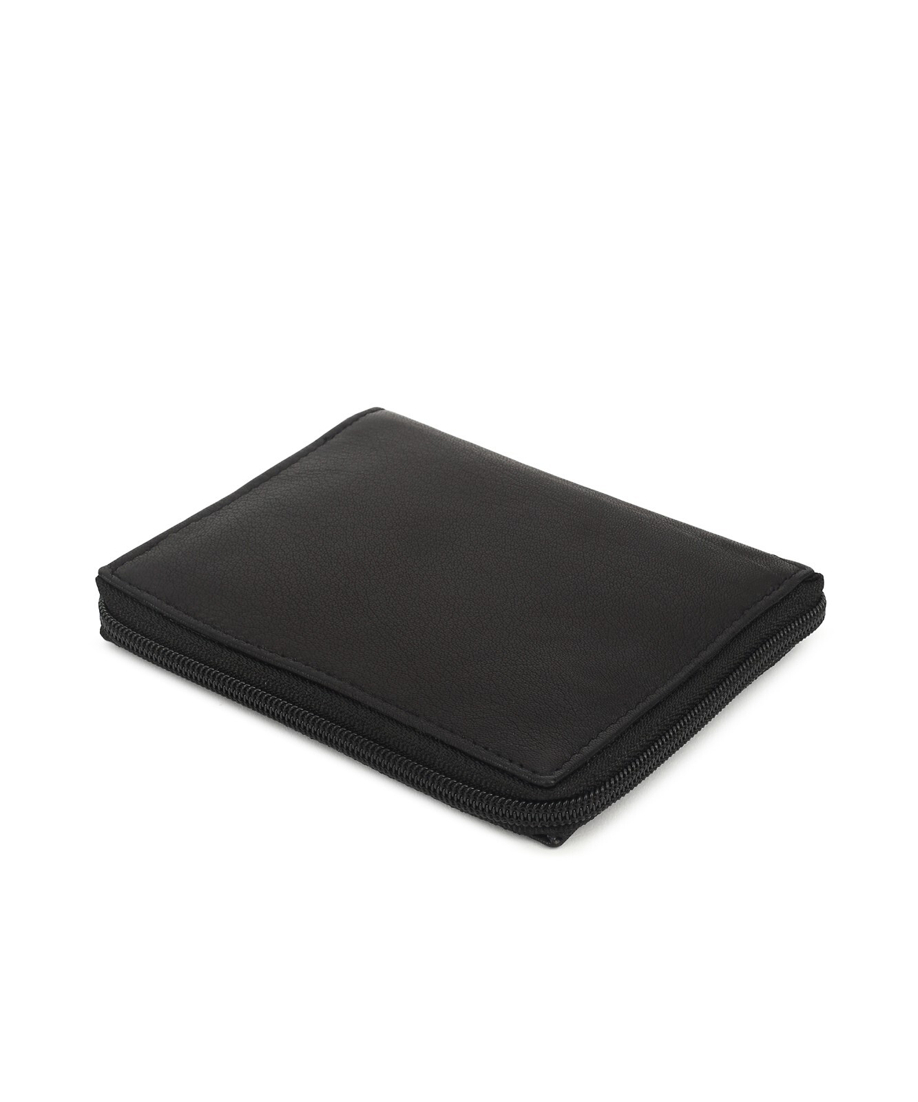 Leatherboss Genuine Leather Men RFID Blocking Zipper Credit Card Wallet , Black