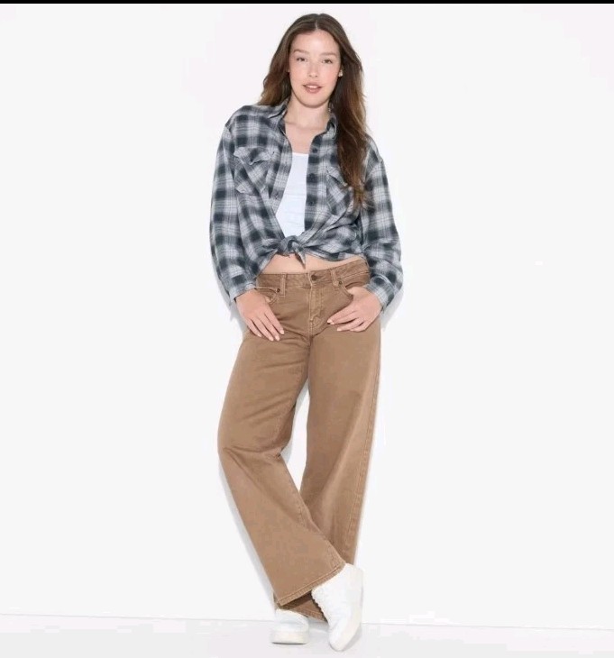 Wild Fable Women’s Oversized Long Sleeve Collared Flannel Shirt M Black Plaid