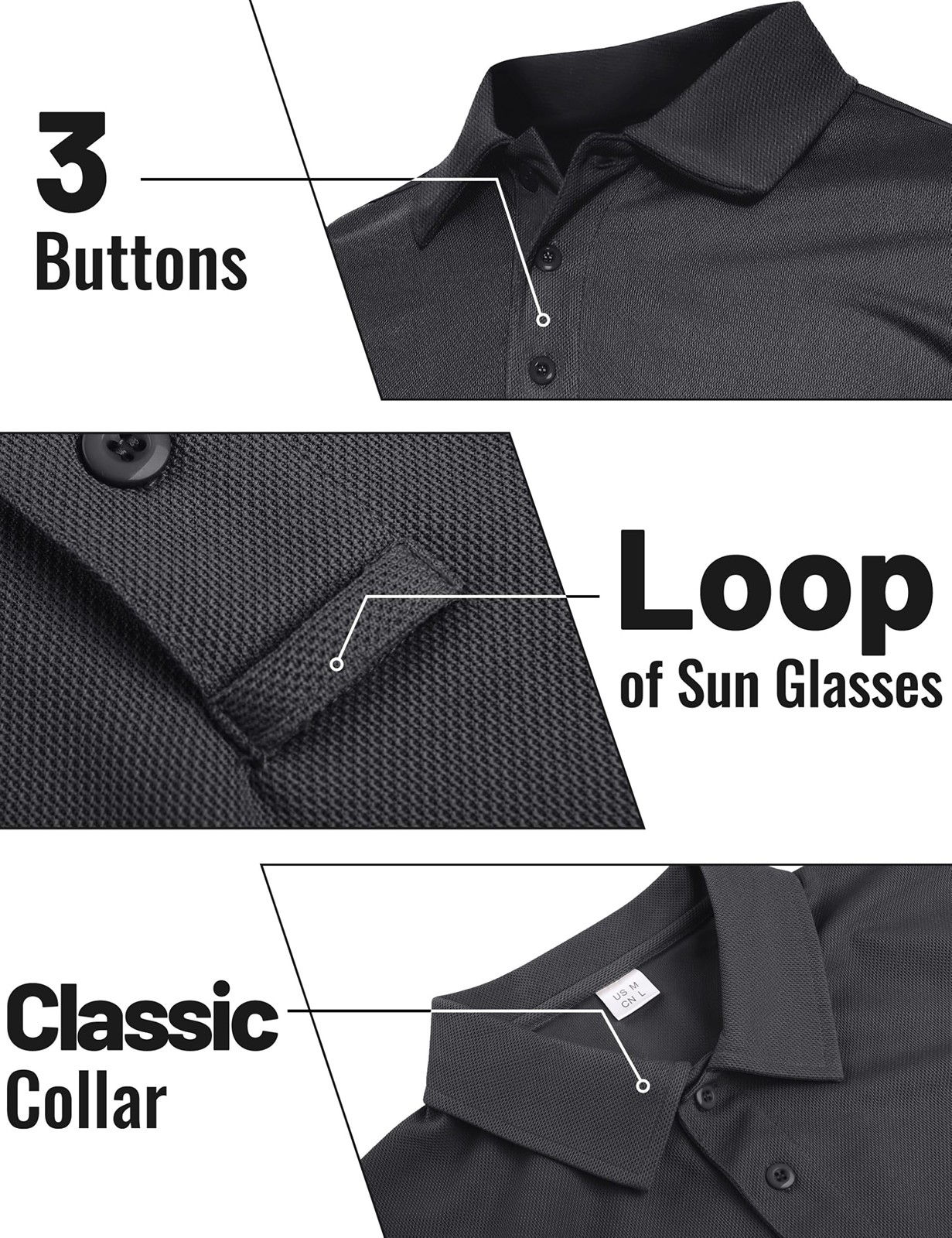 Men’s Golf Polo Shirts Long Sleeve Quick Dry Performance Casual Work Sport T US