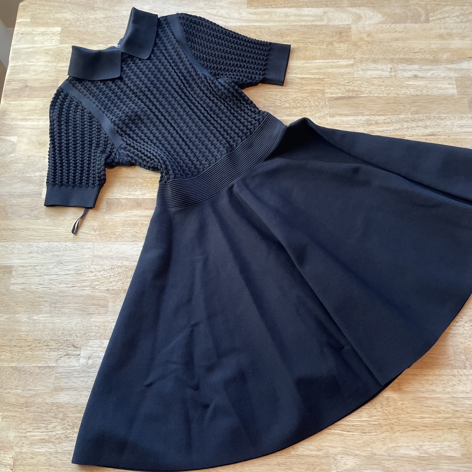 NWT $295 Ted Baker London Knitted Skater Dress Ribbed Knit With Collar & Zipped