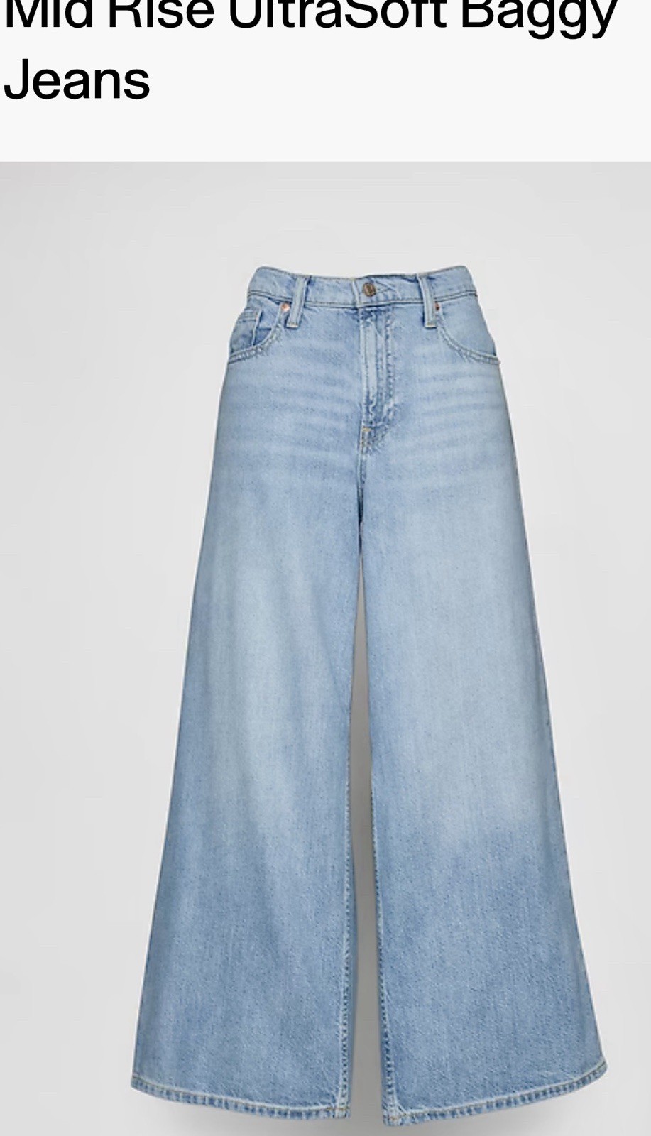 NWT Gap Baggy Mid Rise Jeans | Ultra Soft Denim | Size 2/ 26 Regular| Wide Leg