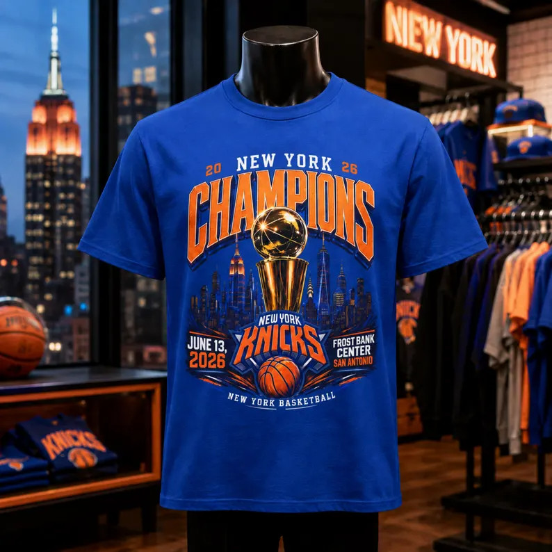New York Basketball 2026 Champions Royal Blue Fan Graphic T-Shirt