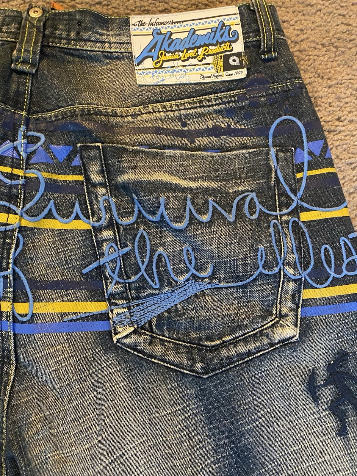 Vintage Y2K AKademics wide Legged Baggy Jeans Size 36 Grudge 90s Hip Hop Style