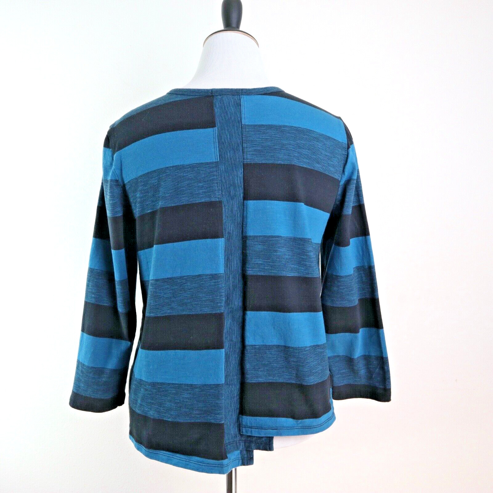 Habitat Size M Stripe Asymmetrical Hem Tee Jersey Blue Black