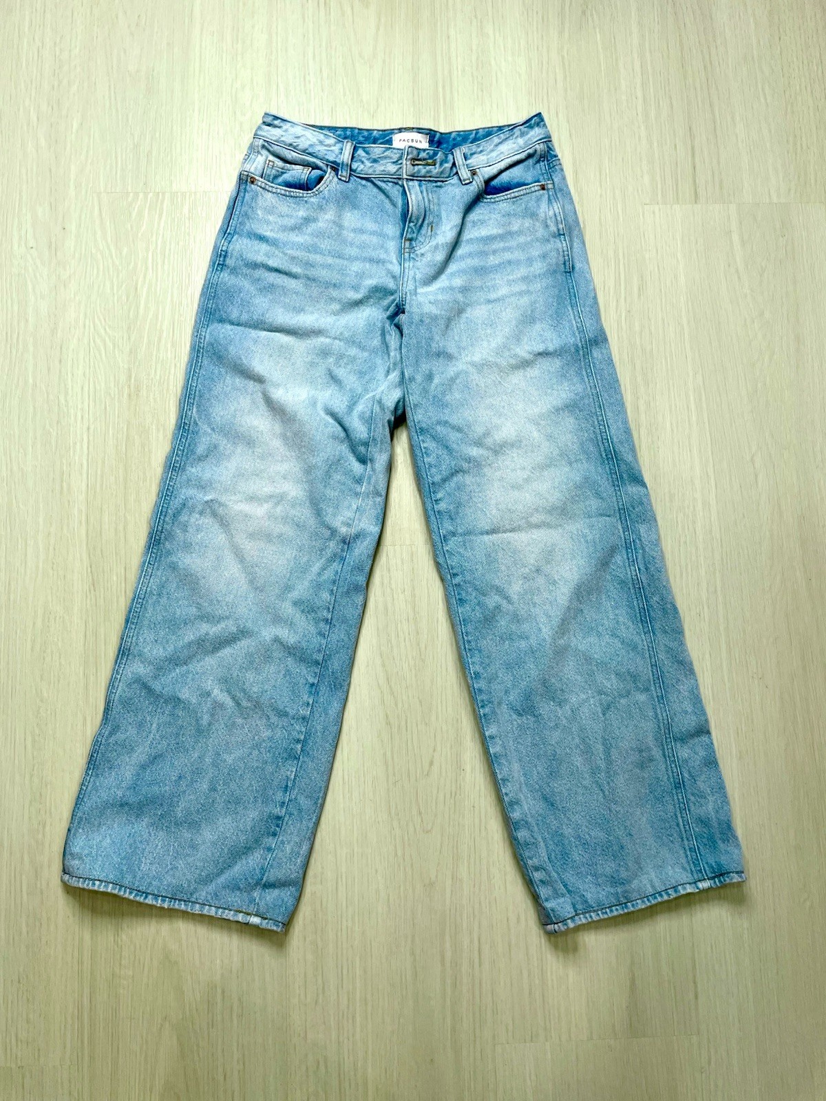 PacSun Women’s Light Wash Denim Wide-Leg Jeans 5-Pocket Zip/Button Size 25