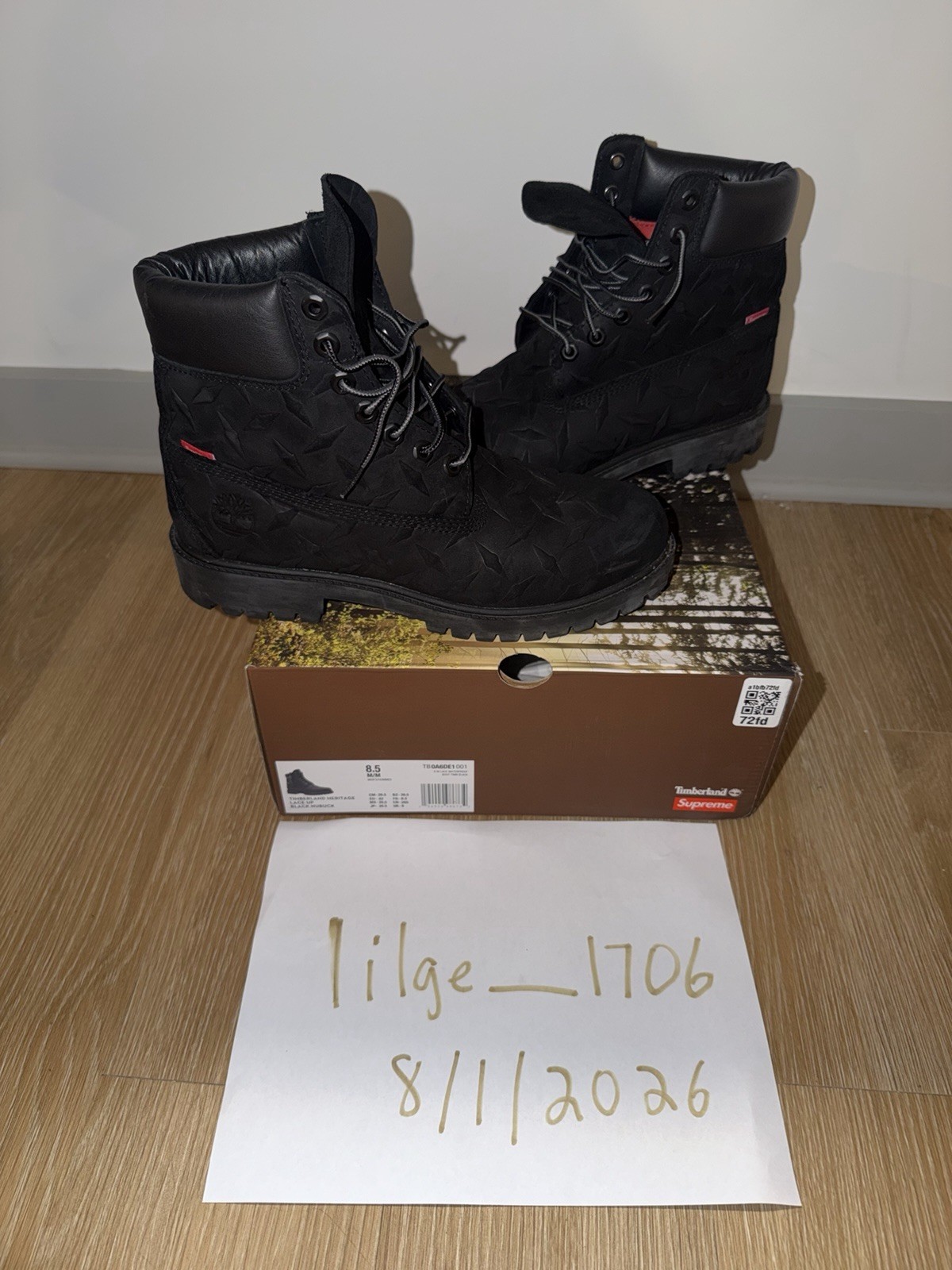 Timberland 6″ Premium Waterproof Boot Supreme Diamond Plate Black Size 8.5