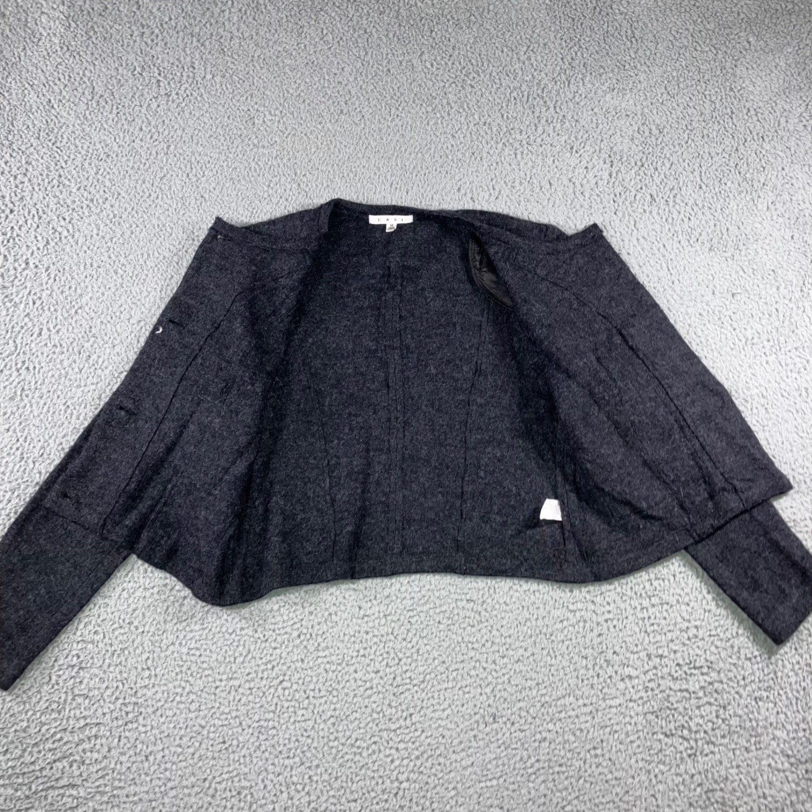 Cabi 100% Wool Cardigan Sweater Women Medium Double Breasted Charcoal Gray