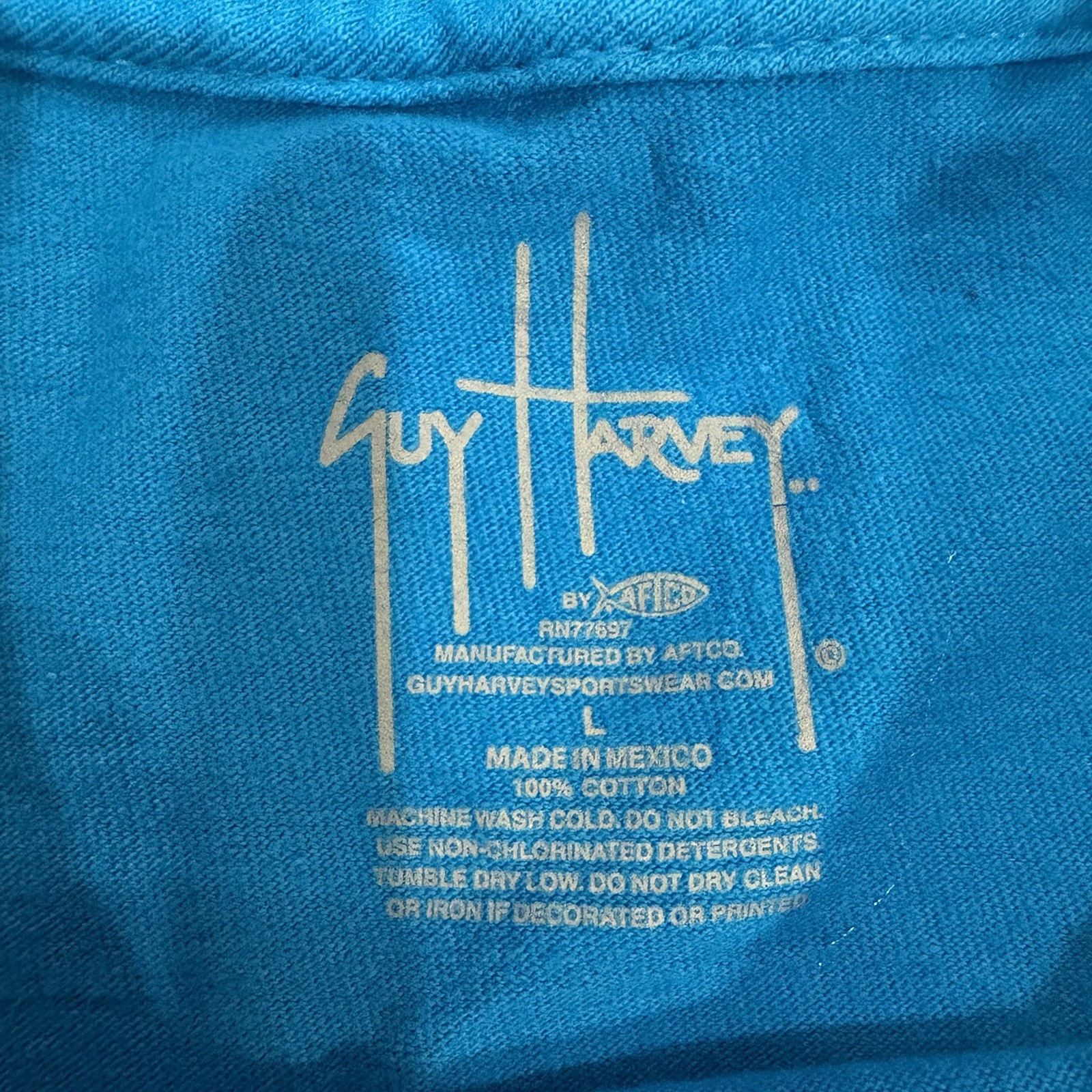 Guy Harvey T-Shirt Short Sleeve Large Blue Marlin Dorado Mahi Ocean Crewneck