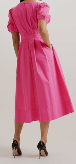 Ted Baker Women’s Pink Ledra Puff Sleeve Midi Dress Size 6