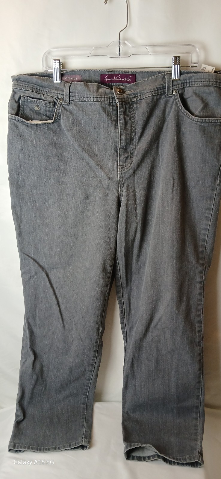 Gloria Vanderbilt Women’s Gray Denim Jeans Plus 18W Straight Mid Rise Stretch