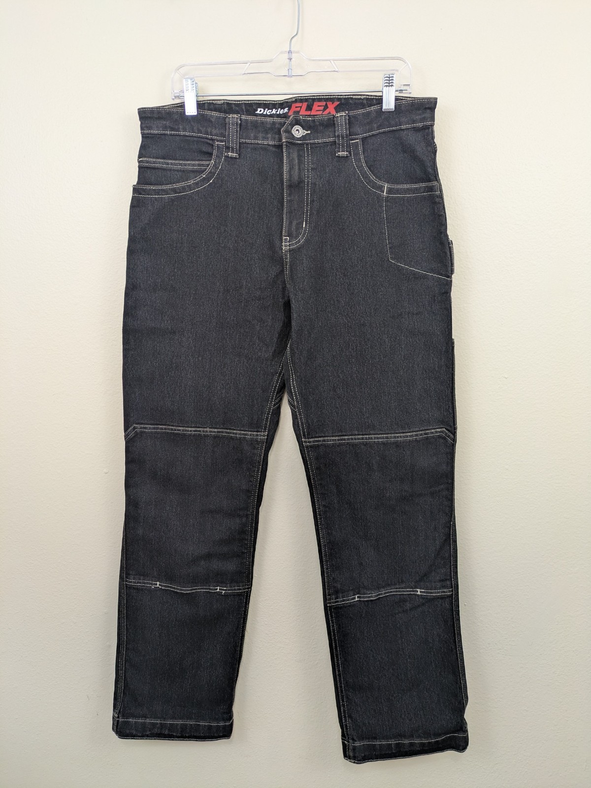 Dickies Mens Work Pants 33/31 Black Double Knee Straight Leg