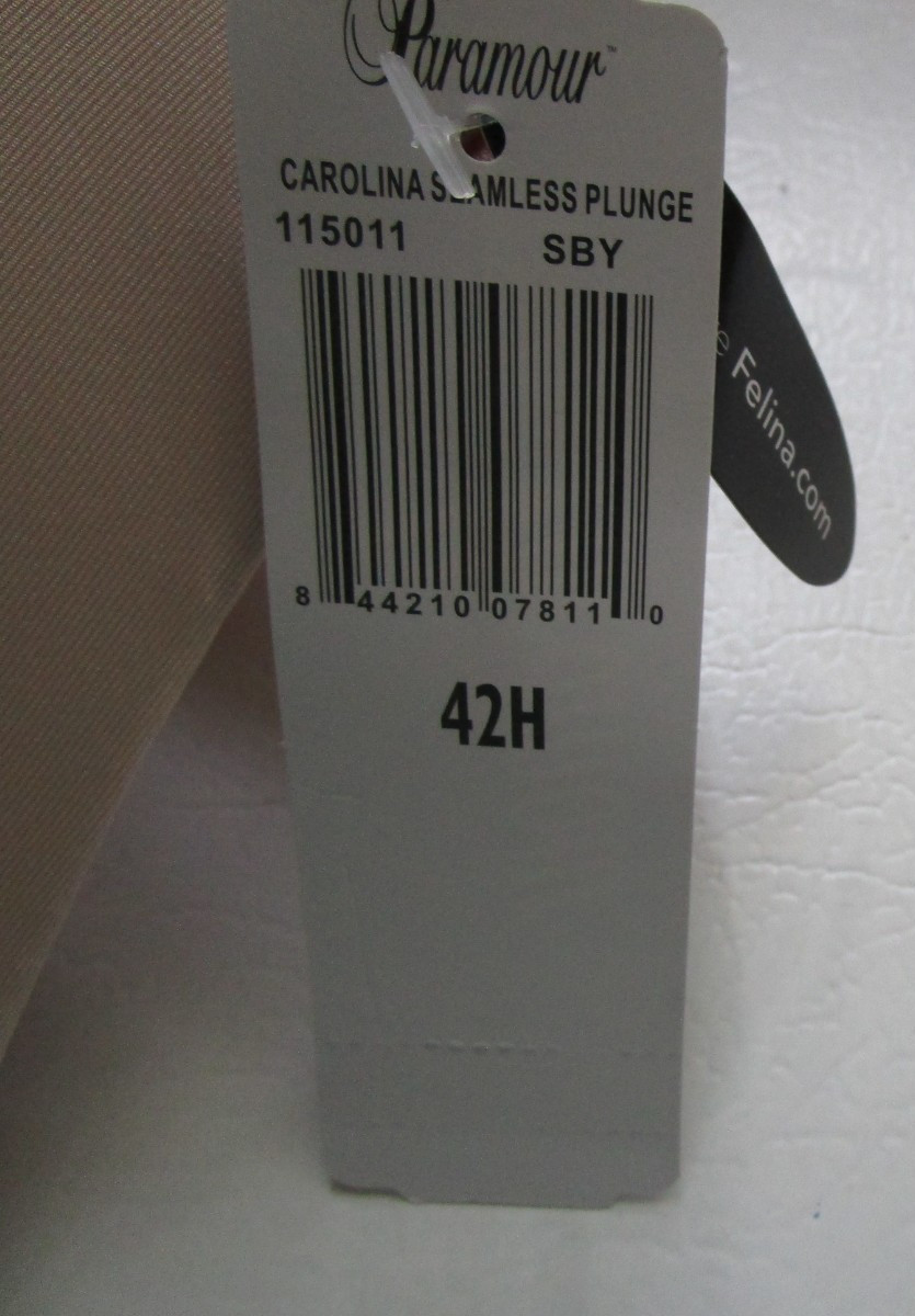 New Paramour Carolina Seamless Plunge Bra Sz 42H Felina.com Nylon Elastane