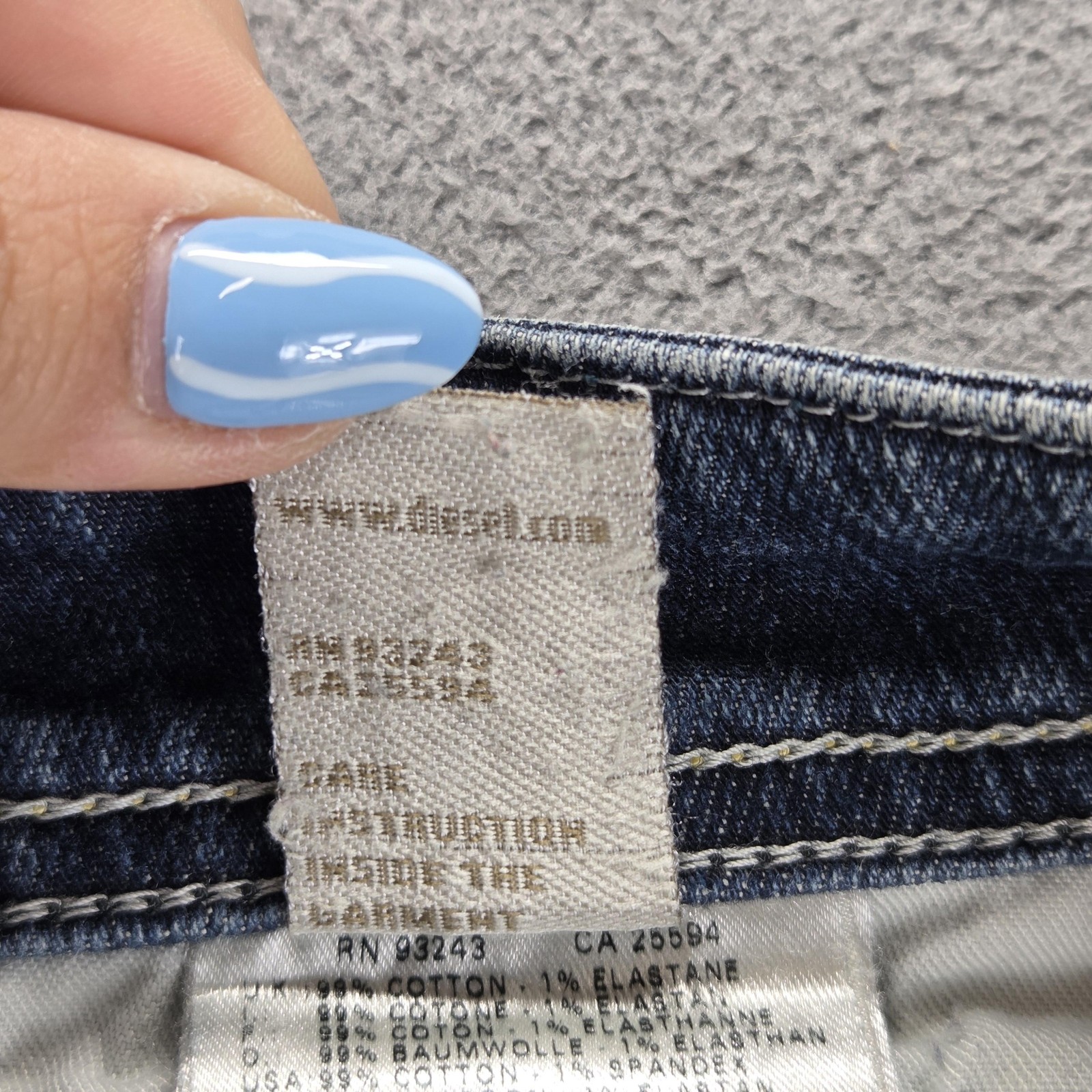 Diesel Jeans Mens 33×32 Blue Larkee Regular Straight Stretch Altered Hem 008B2