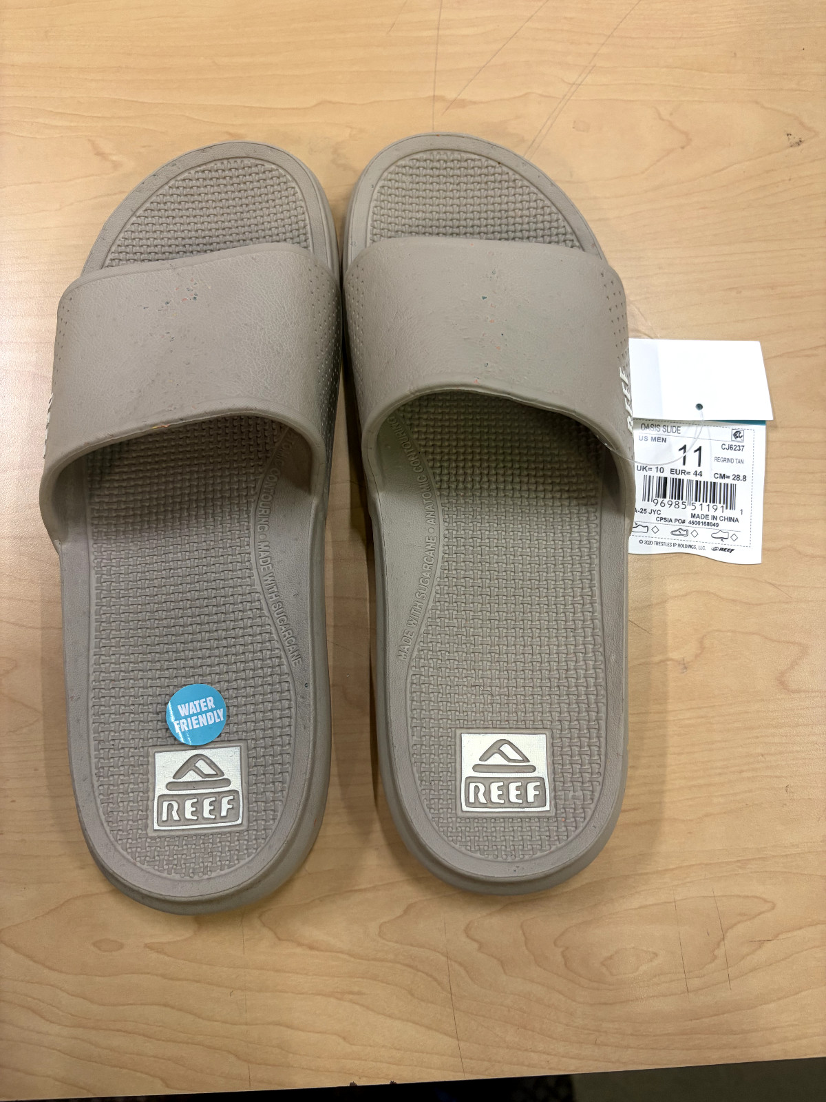 Reef Oasis Sandals Men’s Regrind Tan Slip On Comfort Slides Sizes 9, 10, 11, 12