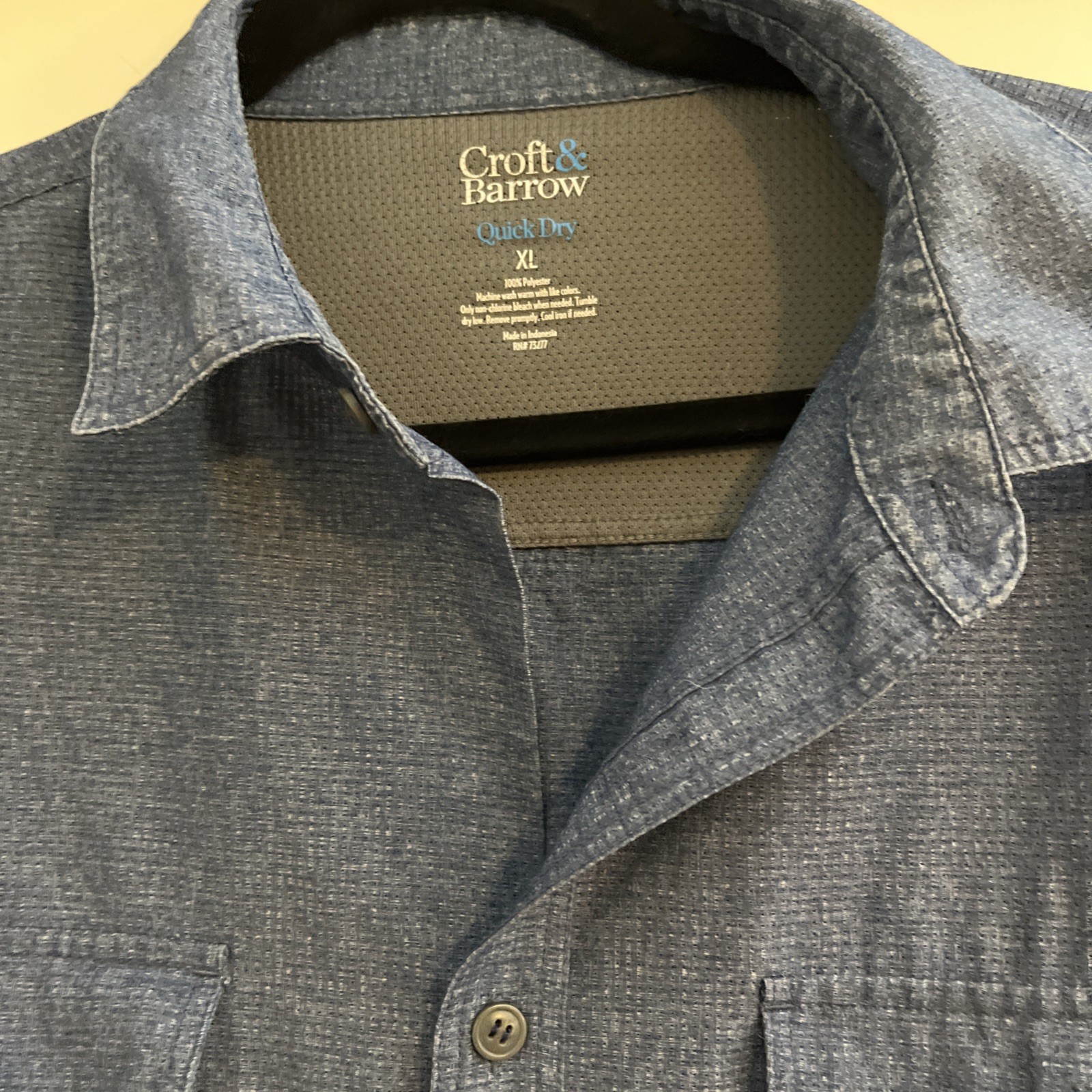 Croft & Barrow Men’s XLT Quick-Dry Short Sleeve Button Up Shirt Blue