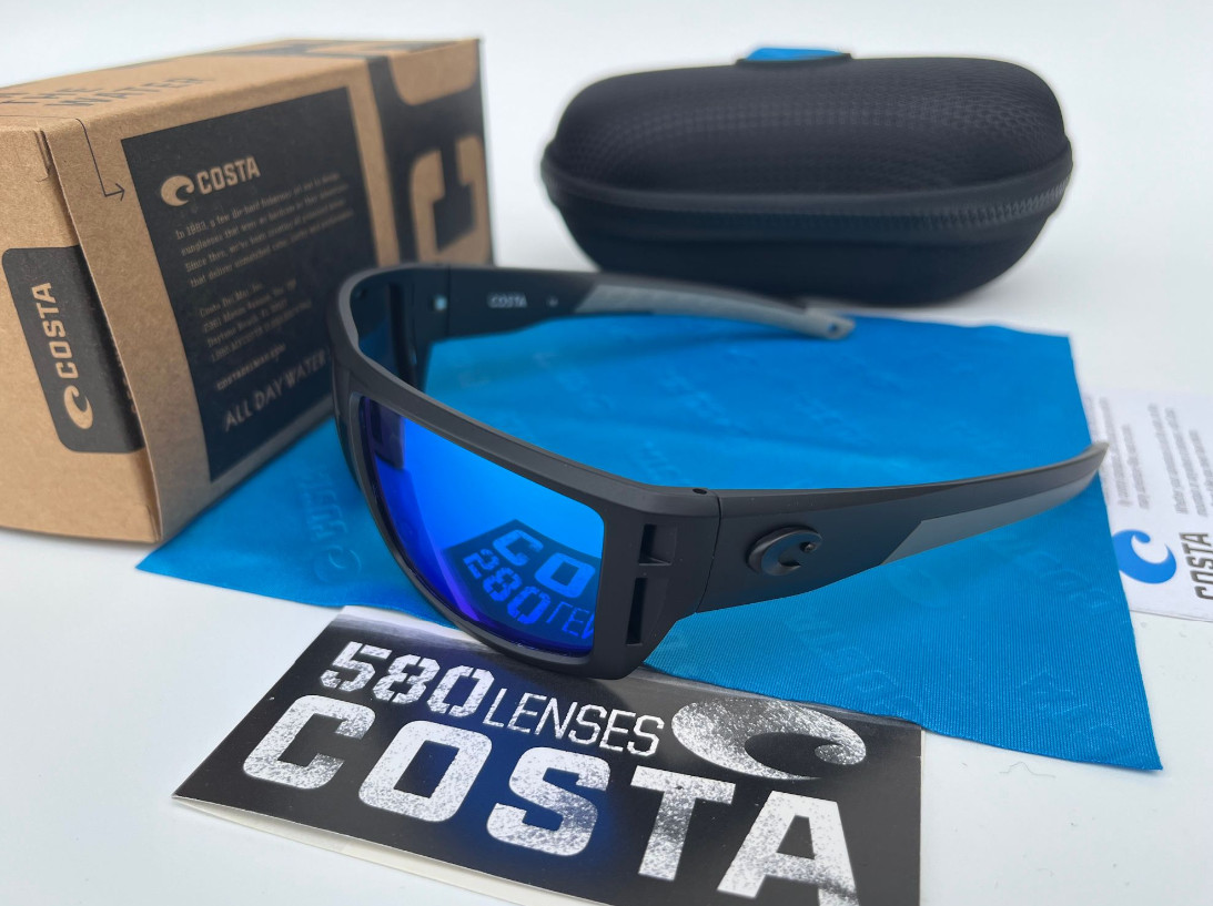Costa Del Mar Men’s Diego Matte Black /Blue Mirror Polarized Sunglasses 580p